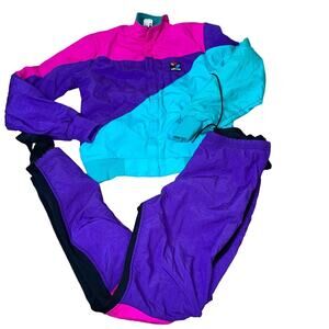 Vintage Bellwether cycling nylon jacket & pants 90's neon SZ M jacket SZ SM Pant